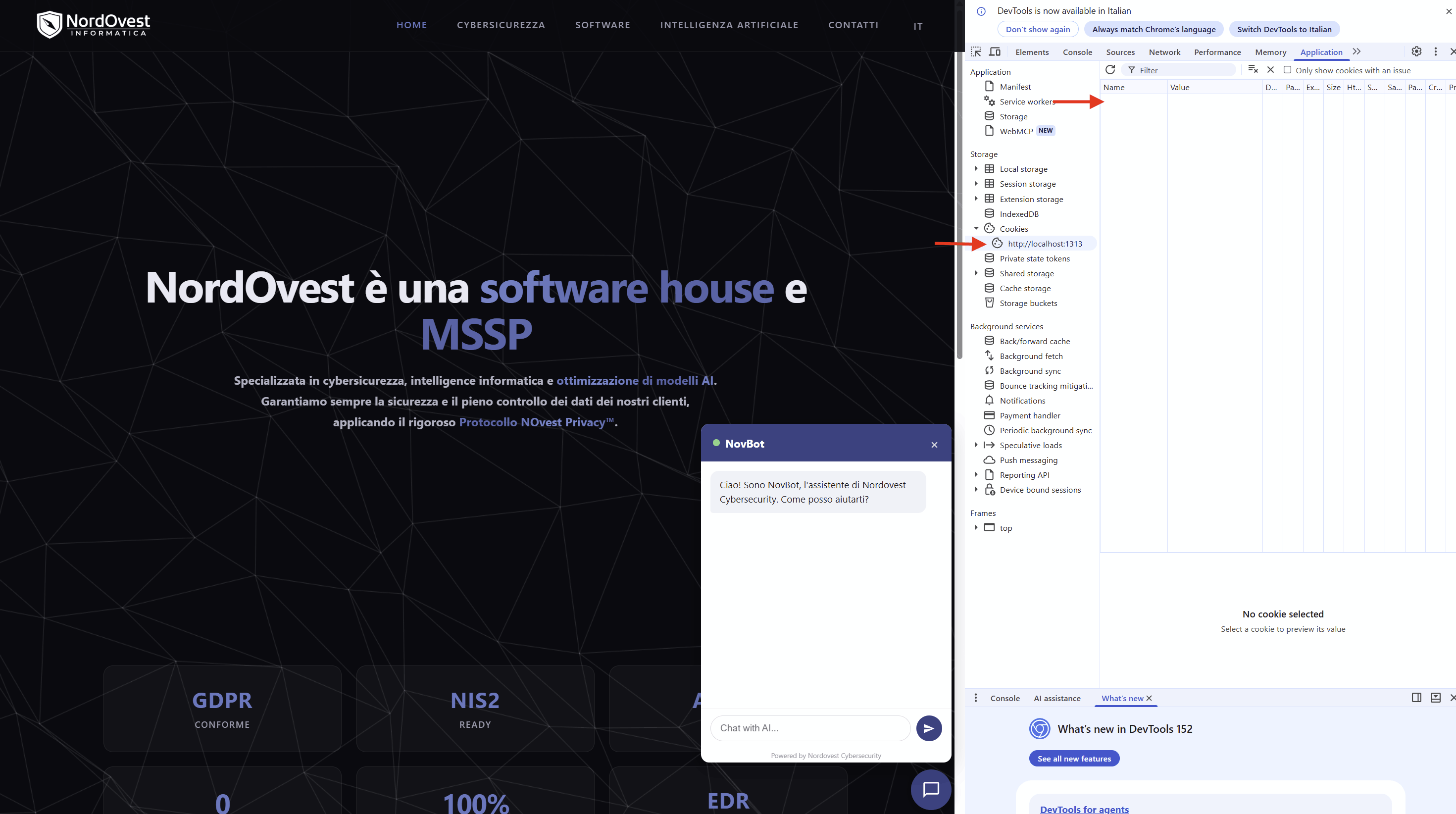 Verifica DevTools: Zero Cookie
